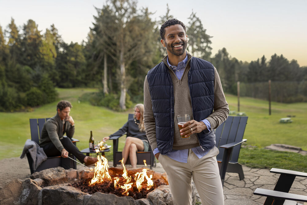 Cutter & Buck - Oakville Half Zip Sweater Heren Nougat Mélange M