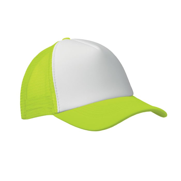 BUBBLE - 5 panelen trucker pet - Wit/Neongeel